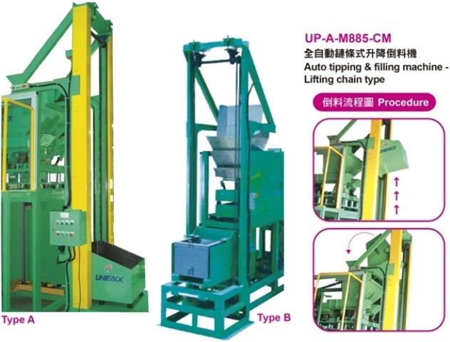 Auto tipping & filling machine - Lifting chain type